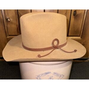 Resistol 4XXXX Beaver Self Conforming Western Cowboy Hat Brown Felt Size 7 1/8